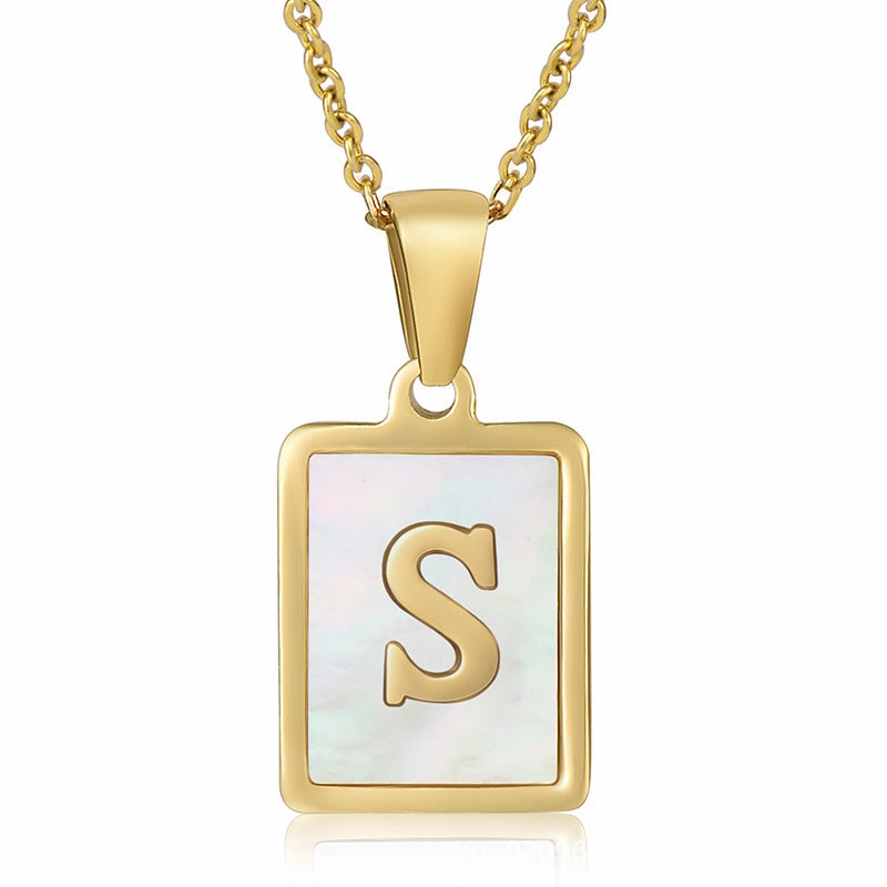 Wholesale Titanium Steel Shell Alphabet 18K Gold Necklace
