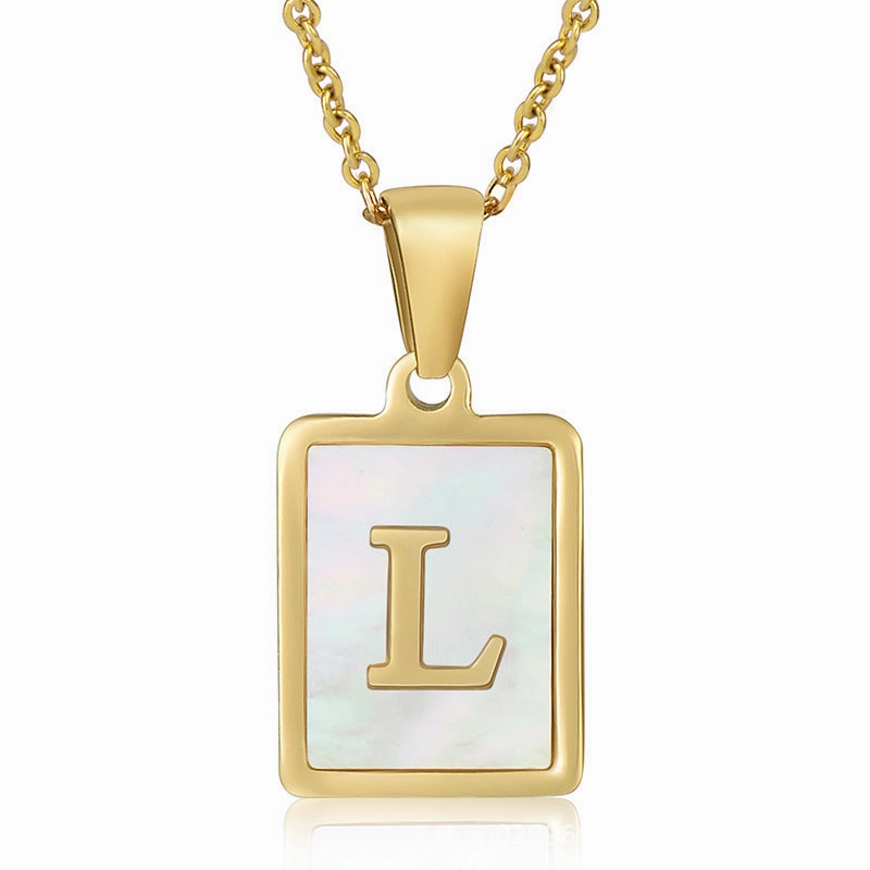 Wholesale Titanium Steel Shell Alphabet 18K Gold Necklace
