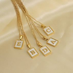 Wholesale Titanium Steel Shell Alphabet 18K Gold Necklace