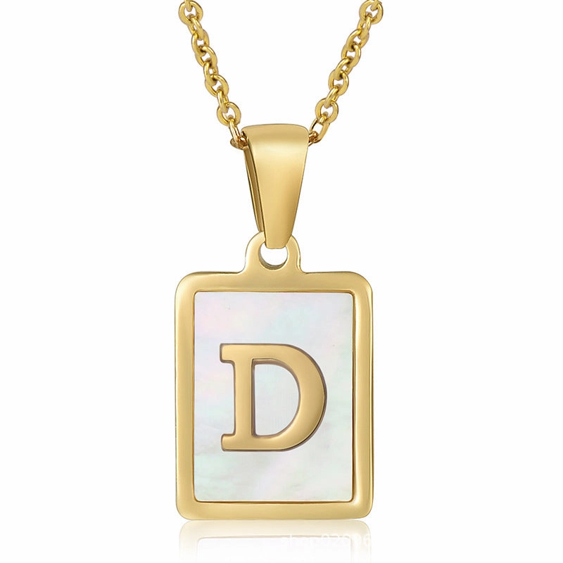 Wholesale Titanium Steel Shell Alphabet 18K Gold Necklace