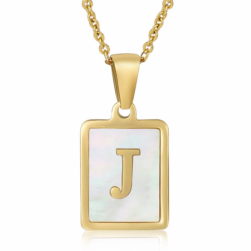 Wholesale Titanium Steel Shell Alphabet 18K Gold Necklace