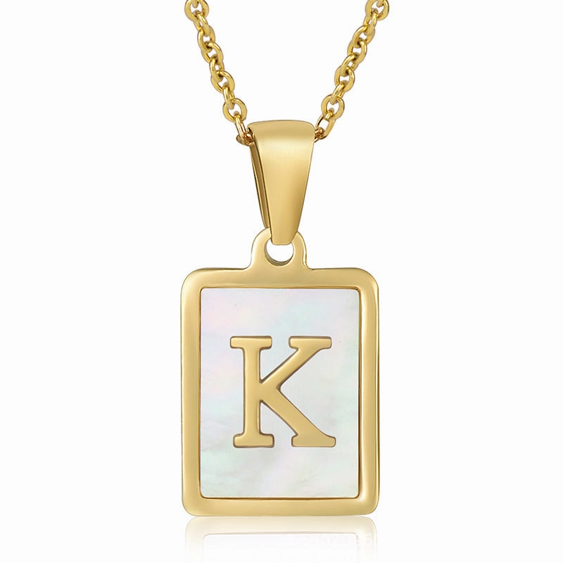 Wholesale Titanium Steel Shell Alphabet 18K Gold Necklace