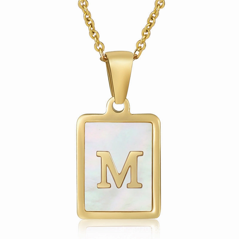 Wholesale Titanium Steel Shell Alphabet 18K Gold Necklace