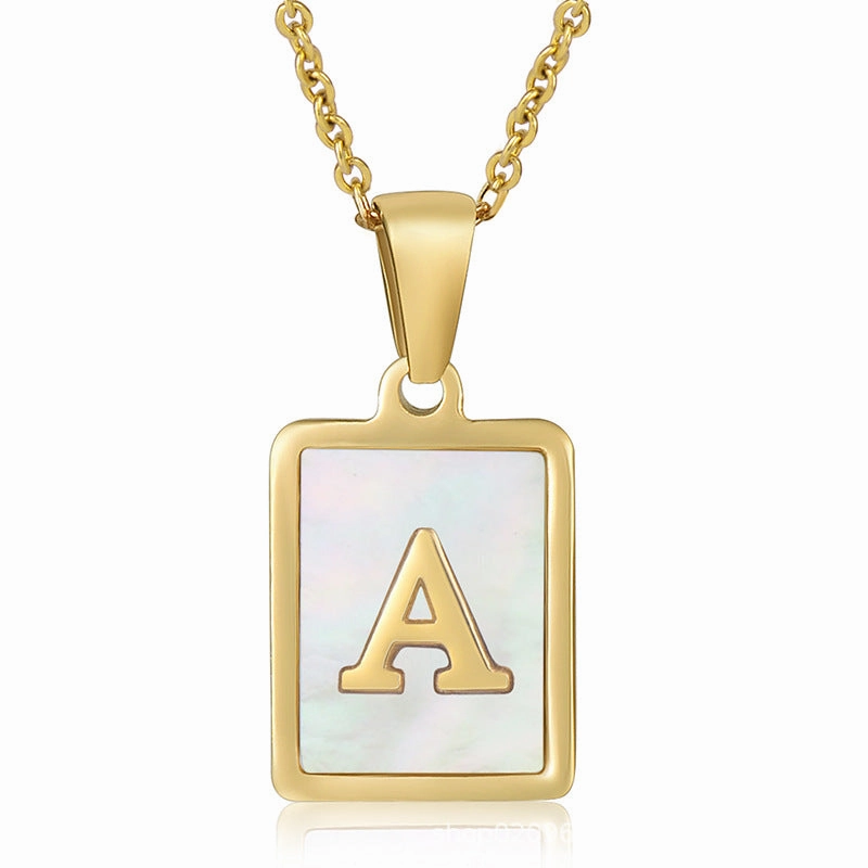 Wholesale Titanium Steel Shell Alphabet 18K Gold Necklace
