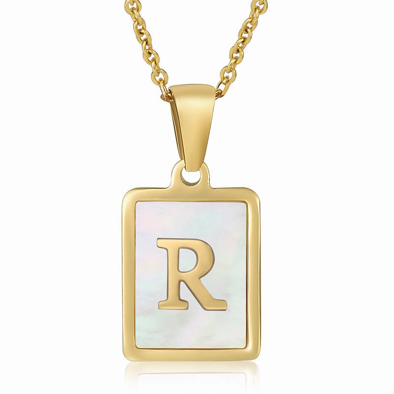 Wholesale Titanium Steel Shell Alphabet 18K Gold Necklace
