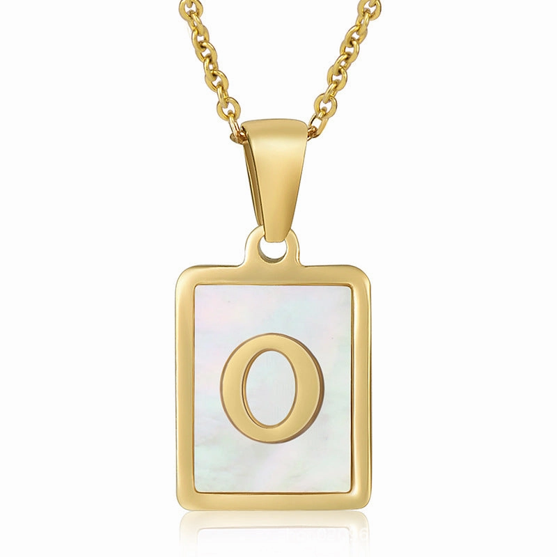 Wholesale Titanium Steel Shell Alphabet 18K Gold Necklace