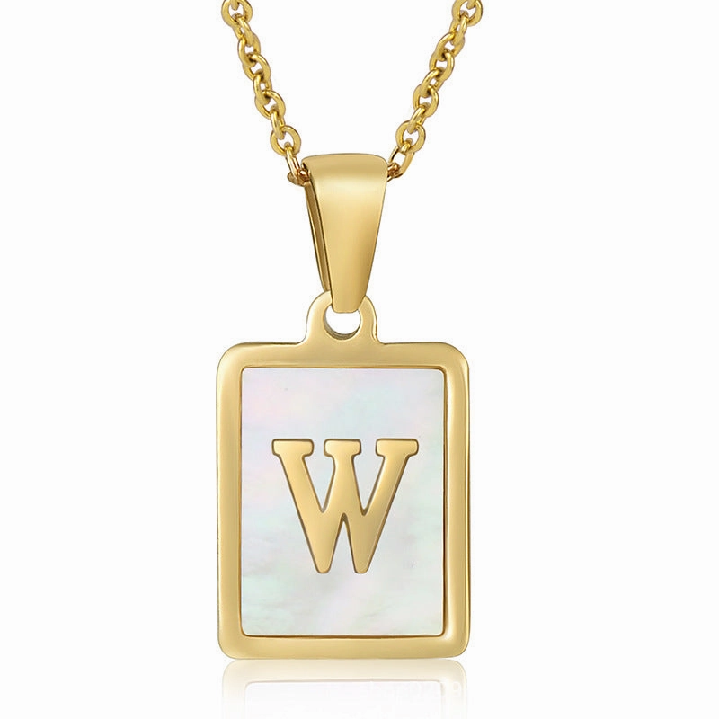 Wholesale Titanium Steel Shell Alphabet 18K Gold Necklace
