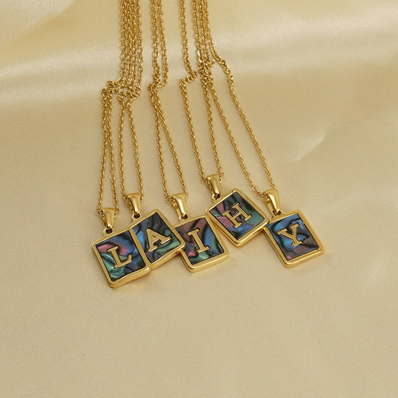 Wholesale Titanium Steel Shell Alphabet 18K Gold Necklace