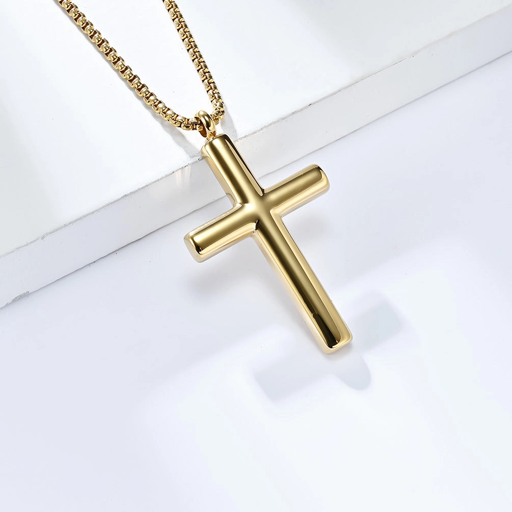 Wholesale Titanium Steel Simple Curved Cross Necklace