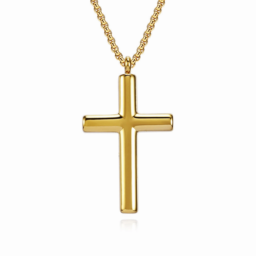 Wholesale Titanium Steel Simple Curved Cross Necklace