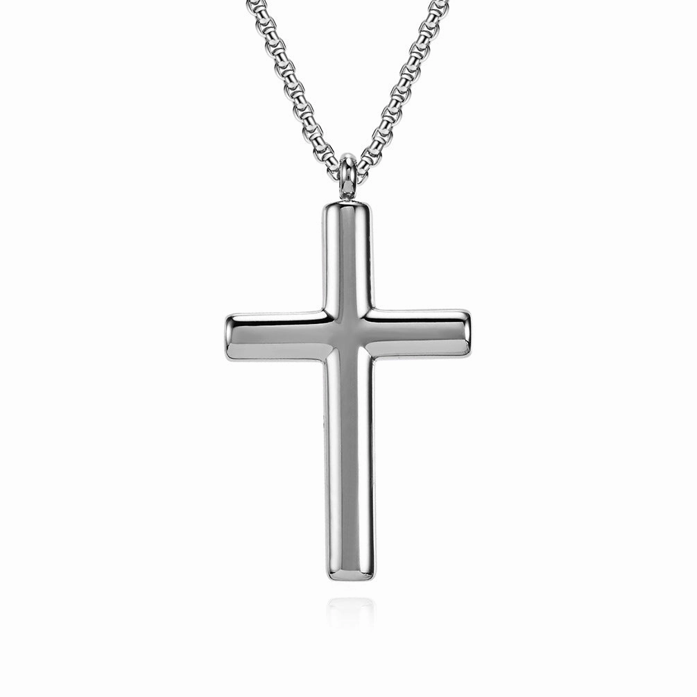 Wholesale Titanium Steel Simple Curved Cross Necklace