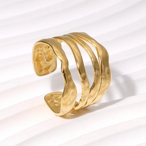Wholesale Titanium Steel Simple Irregular 18K Gold Plated Open Ring