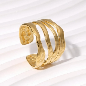 Wholesale Titanium Steel Simple Irregular 18K Gold Plated Open Ring