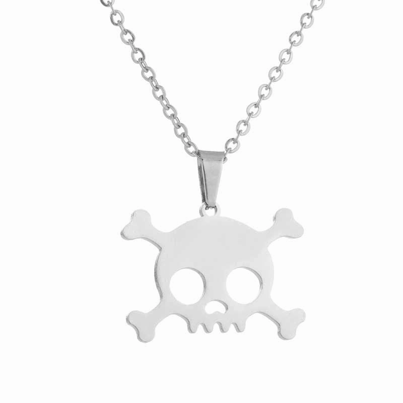 Wholesale Titanium Steel Skull Earring Necklace Three-piece Set