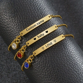 Wholesale Titanium Steel Smooth Curved Zirconia Bracelet