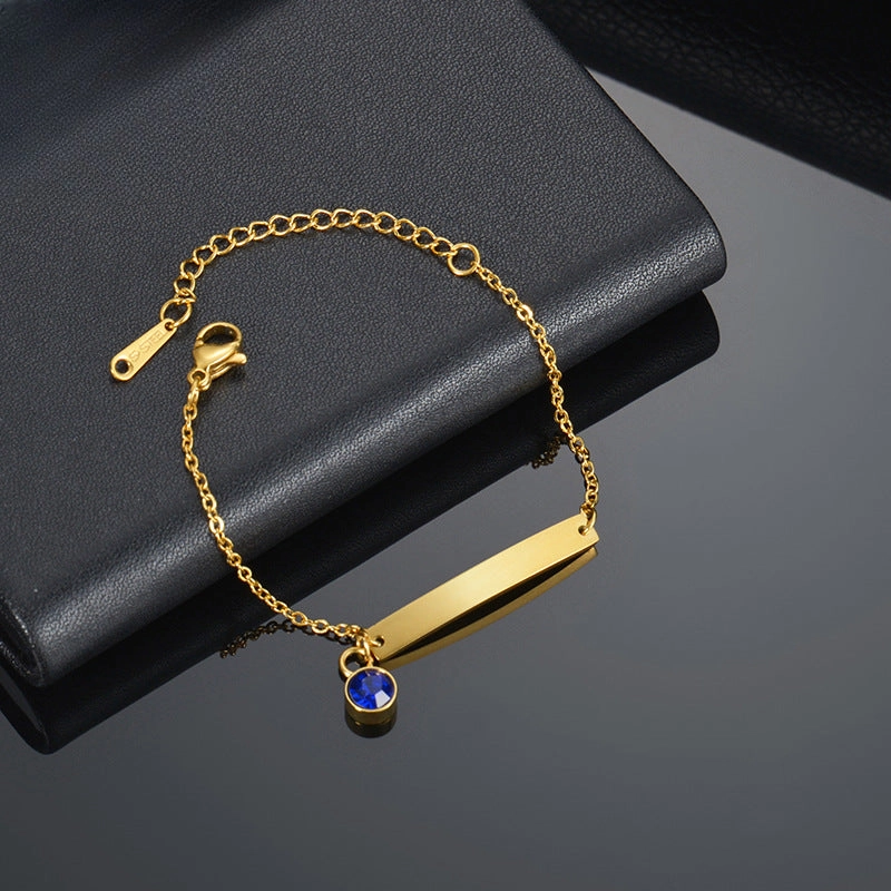 Wholesale Titanium Steel Smooth Curved Zirconia Bracelet