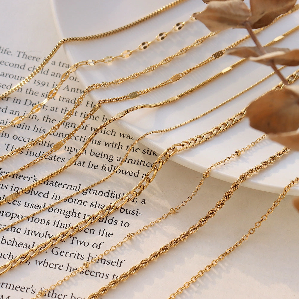 Wholesale Titanium Steel Snake Bone Chain Fried Dough Twists Chain Necklace