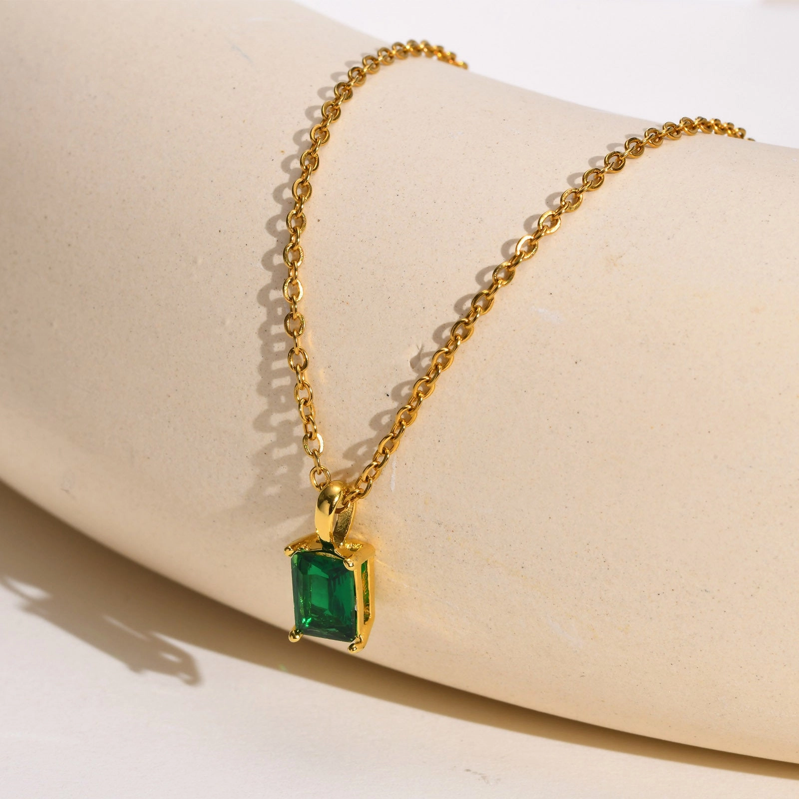 Wholesale Titanium Steel Square Zircon Necklace