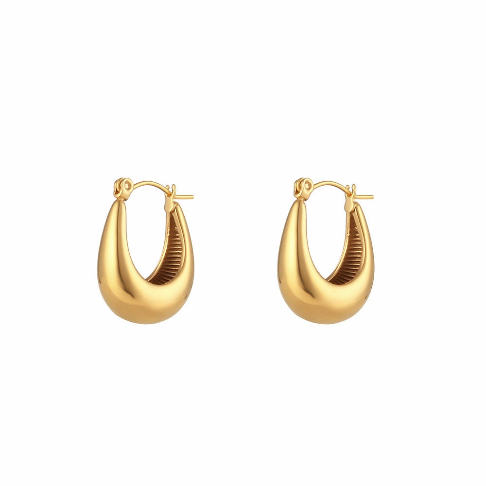 Wholesale Titanium Steel Stainless Steel Plated 18K Solid Glossy Earrings