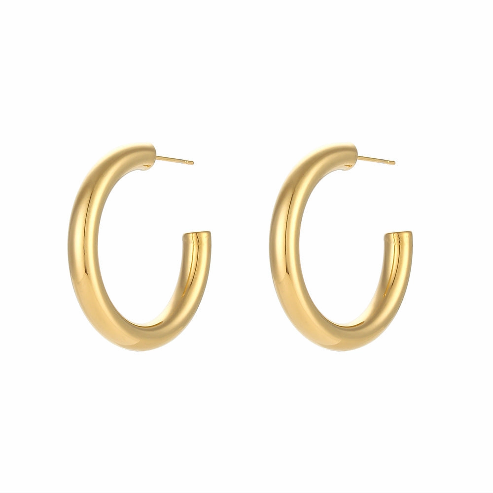 Wholesale Titanium Steel Stainless Steel Plated 18K Solid Glossy Earrings