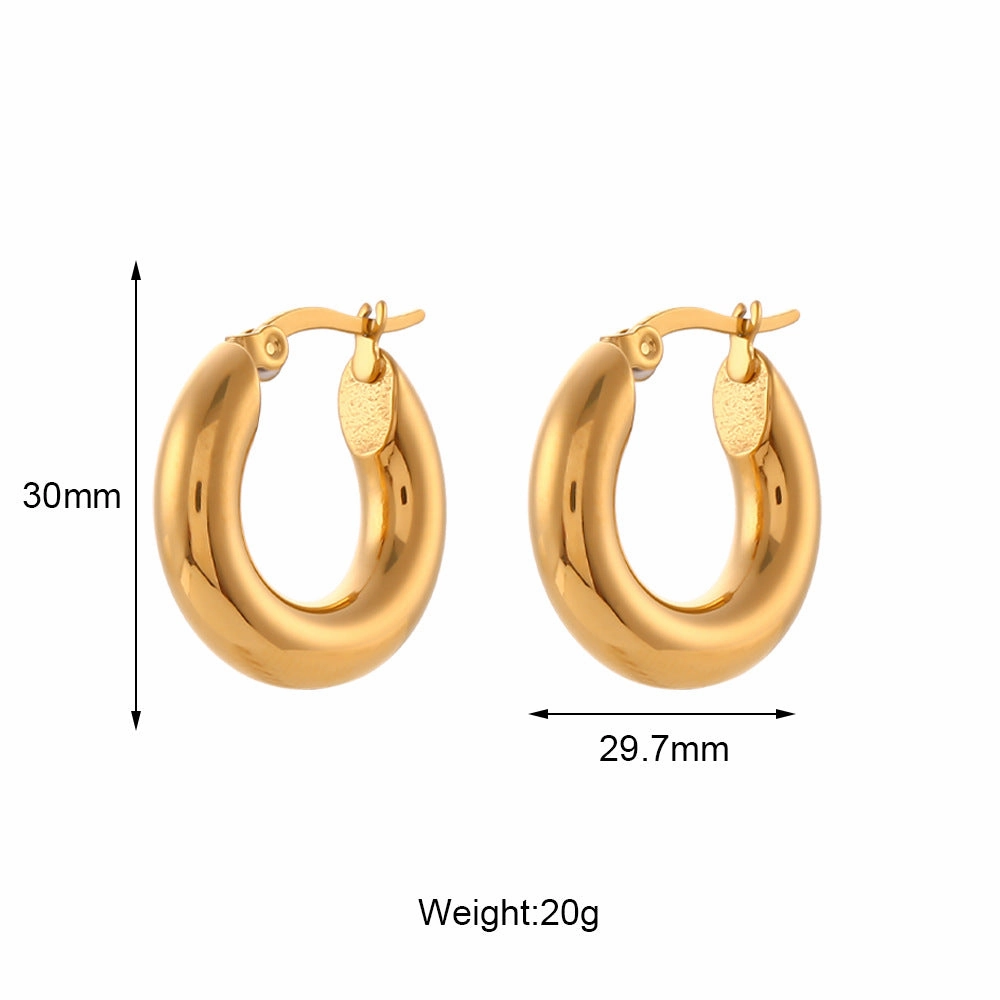 Wholesale Titanium Steel Stainless Steel Plated 18K Solid Glossy Earrings