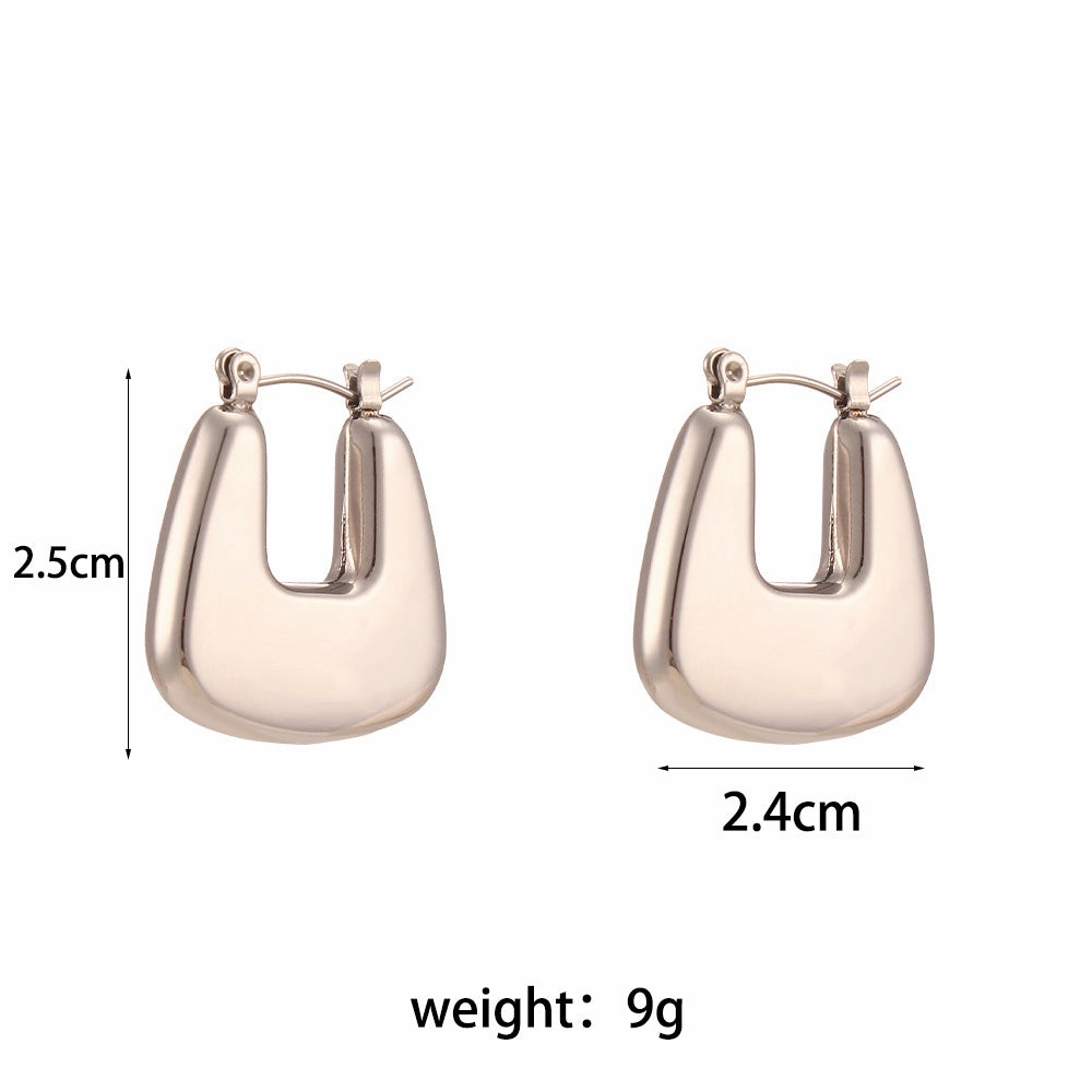 Wholesale Titanium Steel Stainless Steel Plated 18K Solid Glossy Earrings