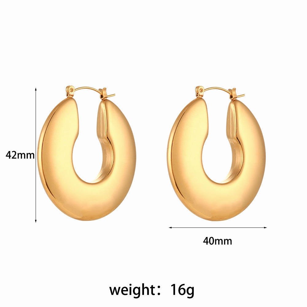 Wholesale Titanium Steel Stainless Steel Plated 18K Solid Glossy Earrings