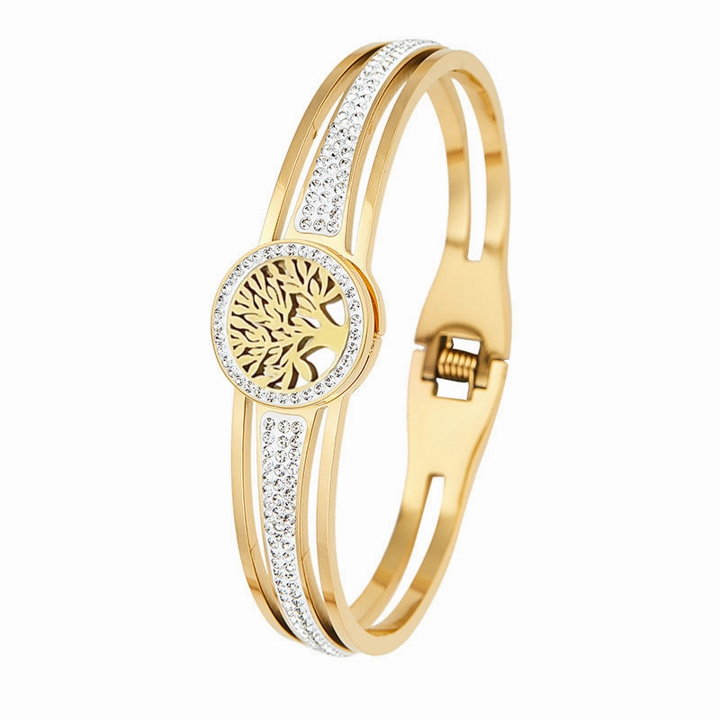Wholesale Titanium Steel Stainless Steel Vacuum Plating Tree of Life Bracelet