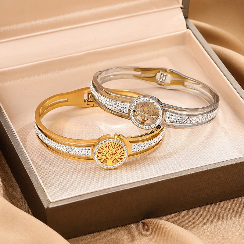 Wholesale Titanium Steel Stainless Steel Vacuum Plating Tree of Life Bracelet