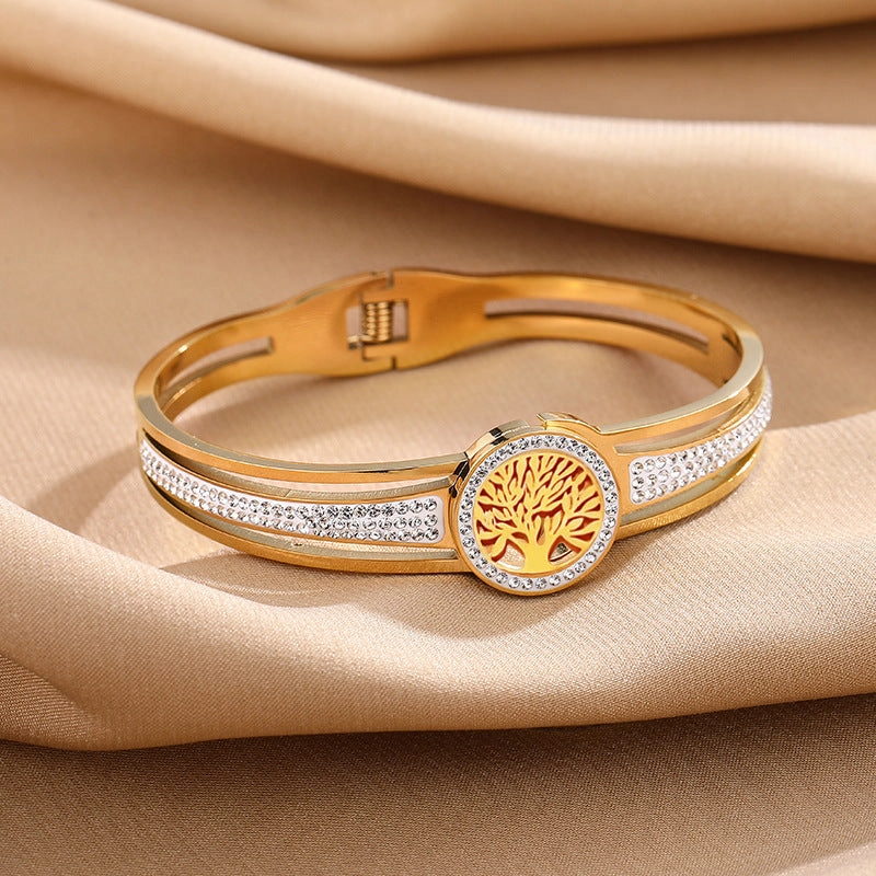 Wholesale Titanium Steel Stainless Steel Vacuum Plating Tree of Life Bracelet