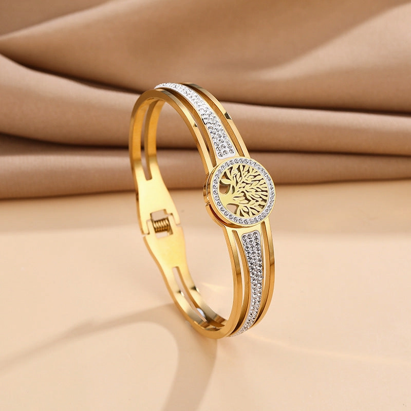 Wholesale Titanium Steel Stainless Steel Vacuum Plating Tree of Life Bracelet