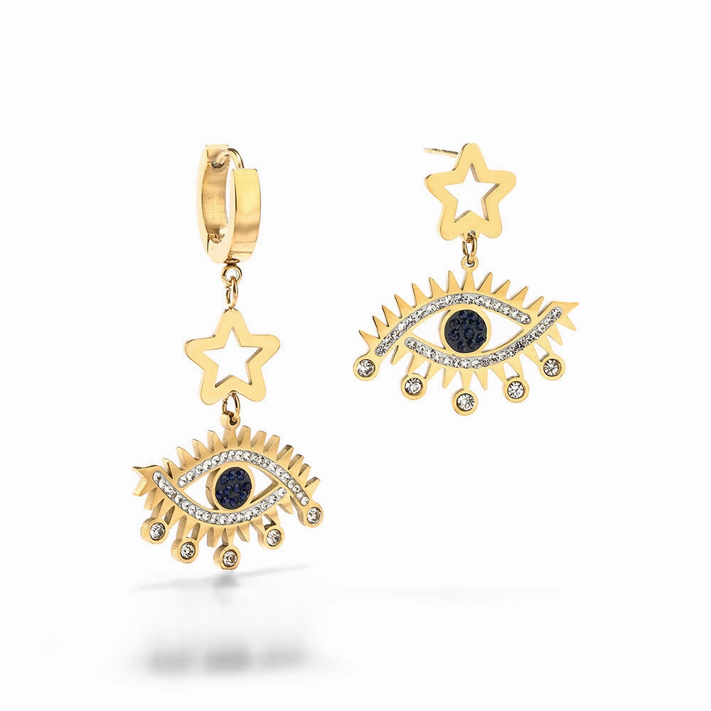 Wholesale Titanium Steel Star Devil Eye Pendant Earrings