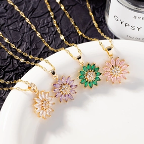 Wholesale titanium steel sunflower daisy copper gold plated necklace clavicle chain titanium steel chain