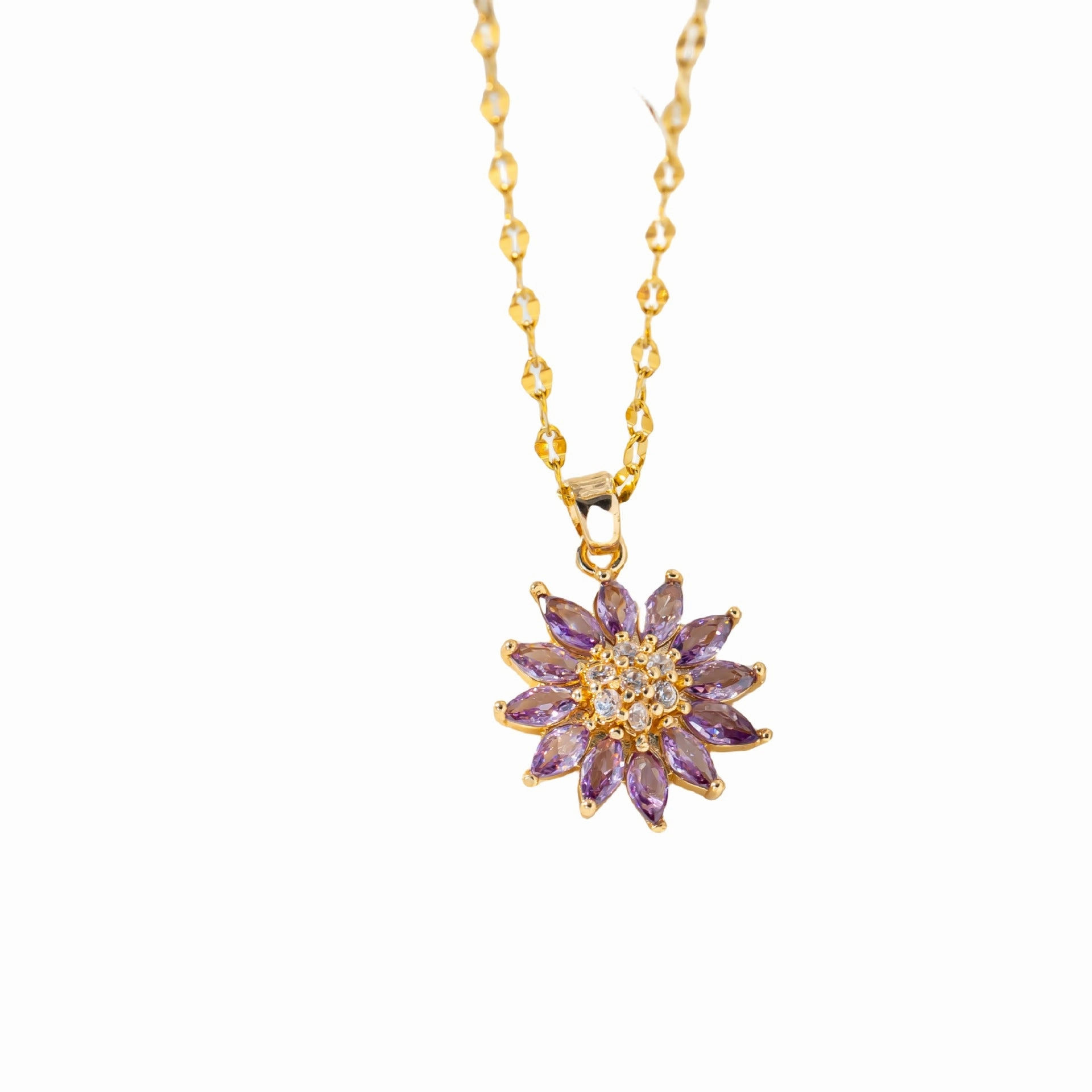 Wholesale titanium steel sunflower daisy copper gold plated necklace clavicle chain titanium steel chain
