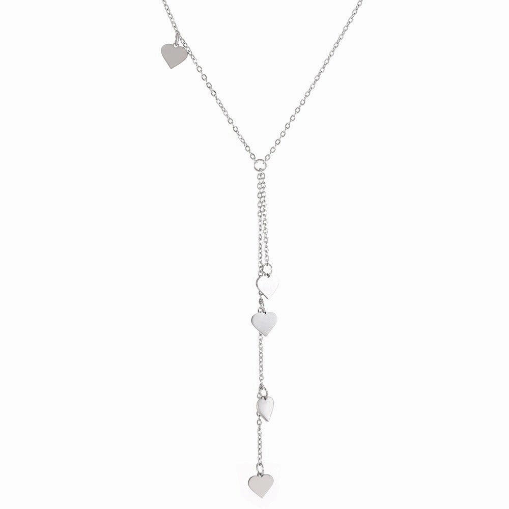 Wholesale Titanium Steel Tassel Love Necklace Clavicle Chain