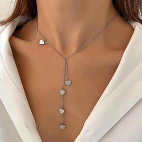 Wholesale Titanium Steel Tassel Love Necklace Clavicle Chain