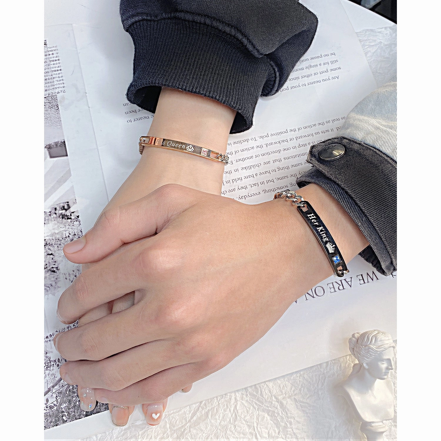 Wholesale Titanium Steel Three-dimensional Rose Gold Bracelet
