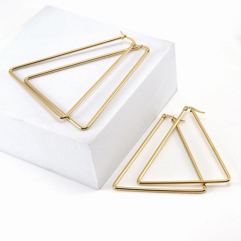 Wholesale Titanium Steel Triangle Earrings