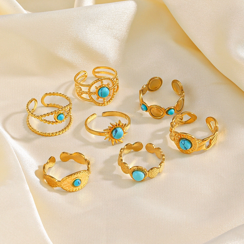 Wholesale Titanium Steel Turquoise Ring