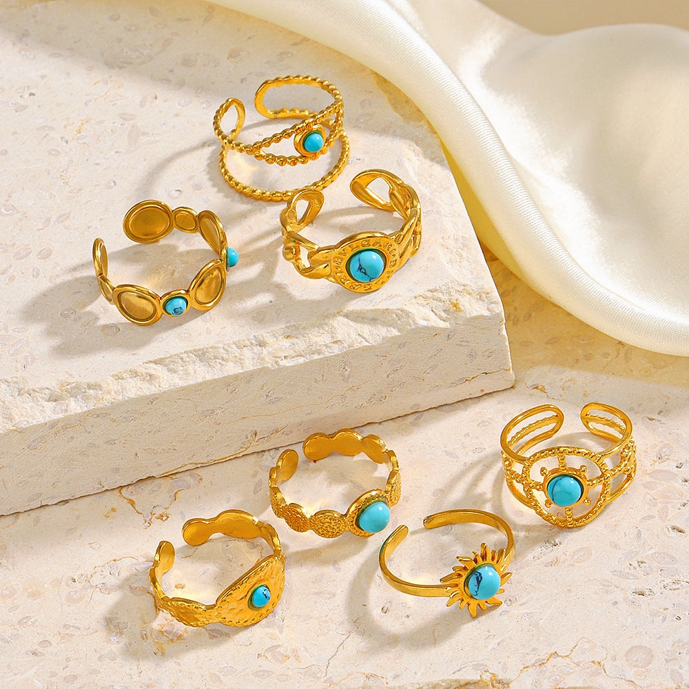 Wholesale Titanium Steel Turquoise Ring
