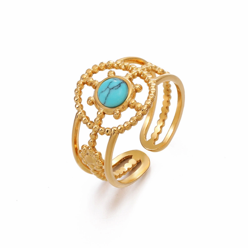 Wholesale Titanium Steel Turquoise Ring
