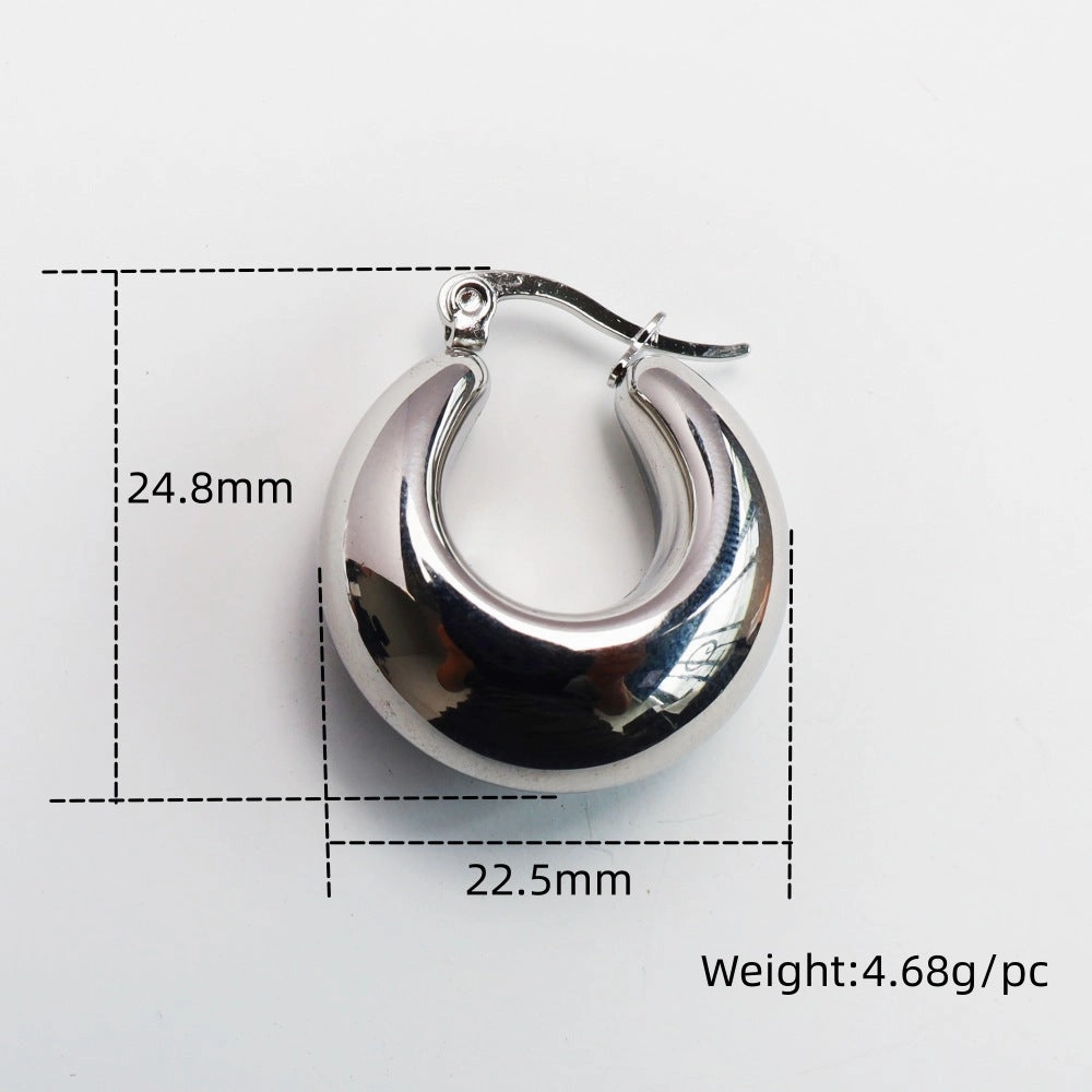 Wholesale Titanium Steel U-shaped Mirror Polished Exquisite Earrings