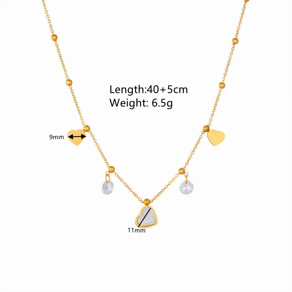 Wholesale Titanium Steel White Shell Love Necklace Bracelet