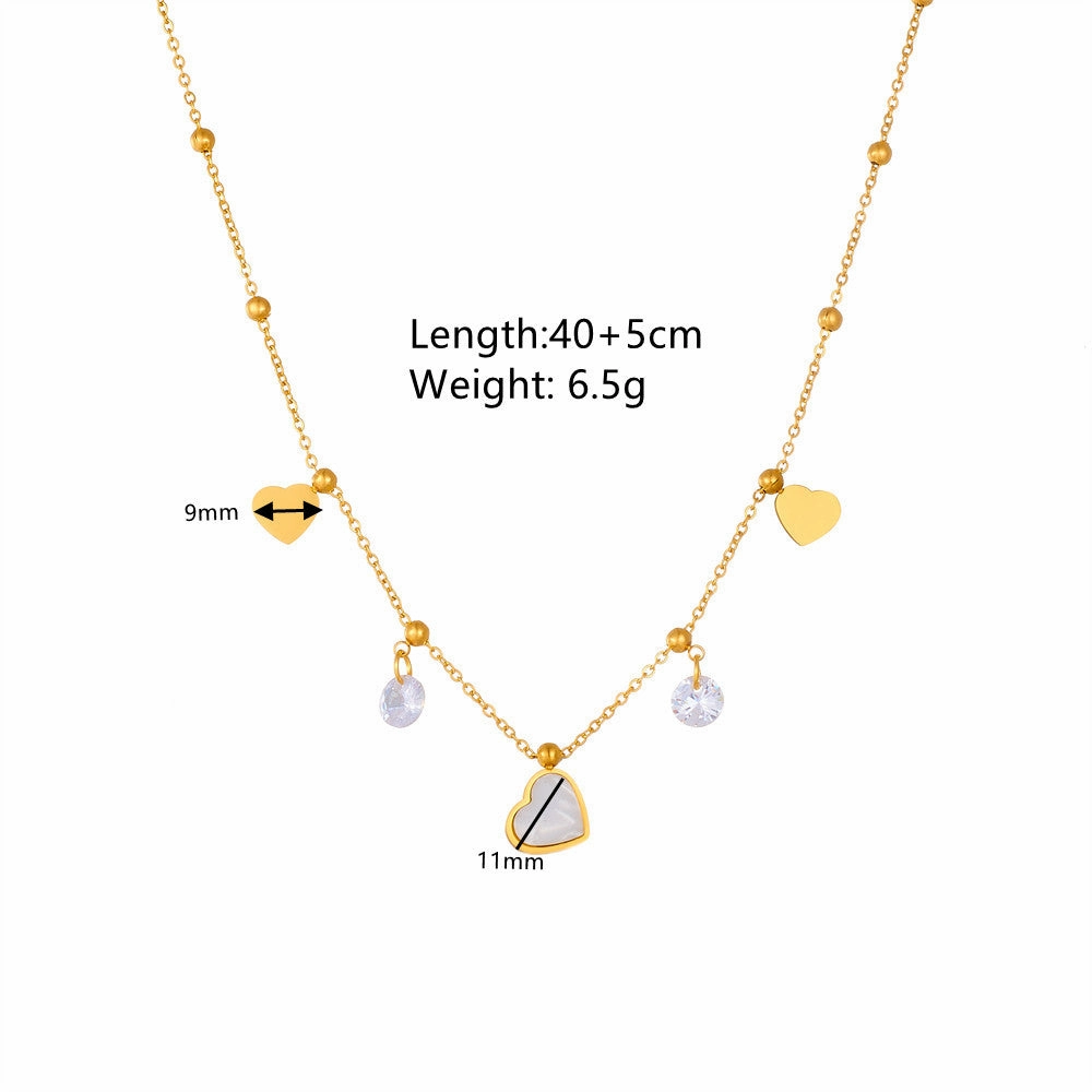 Wholesale Titanium Steel White Shell Love Necklace Bracelet