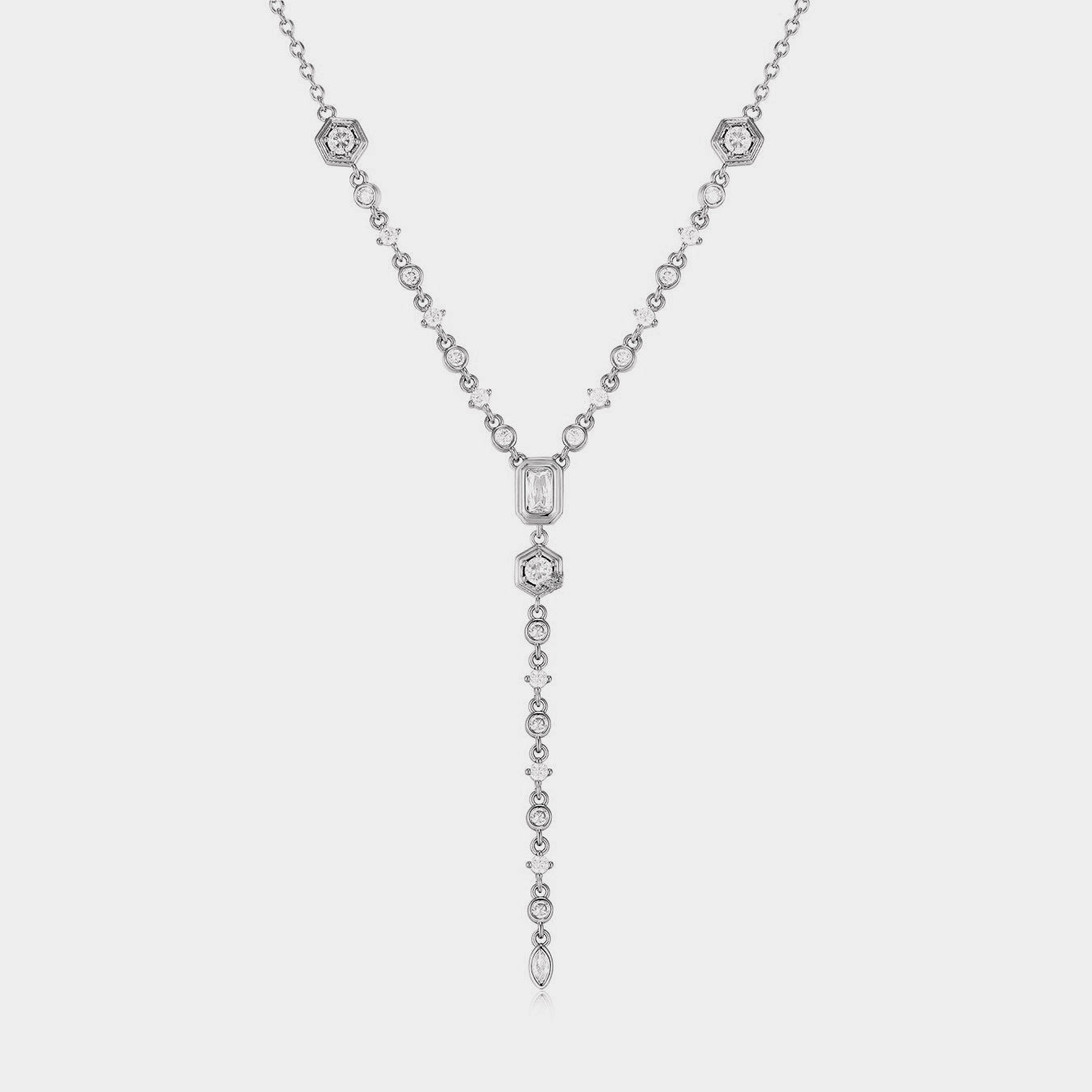 Wholesale Titanium Steel Zircon Oval Necklace