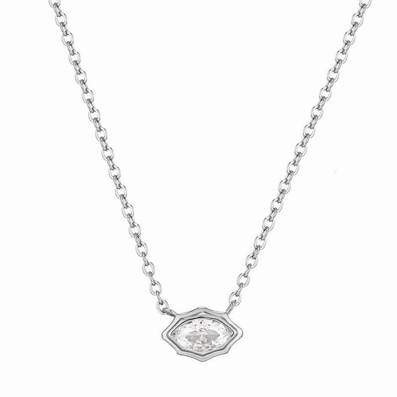 Wholesale Titanium Steel Zircon Oval Necklace