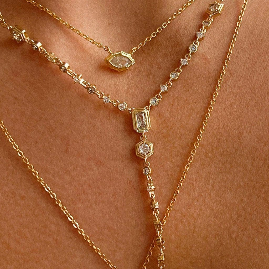 Wholesale Titanium Steel Zircon Oval Necklace