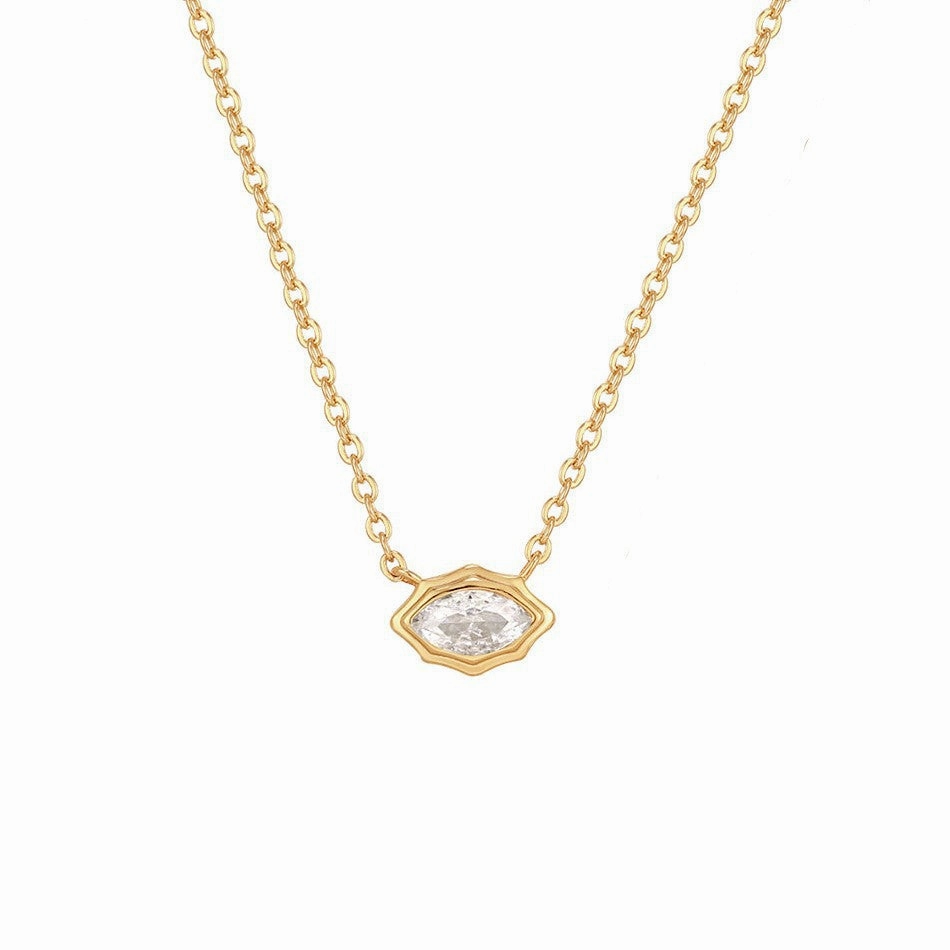 Wholesale Titanium Steel Zircon Oval Necklace