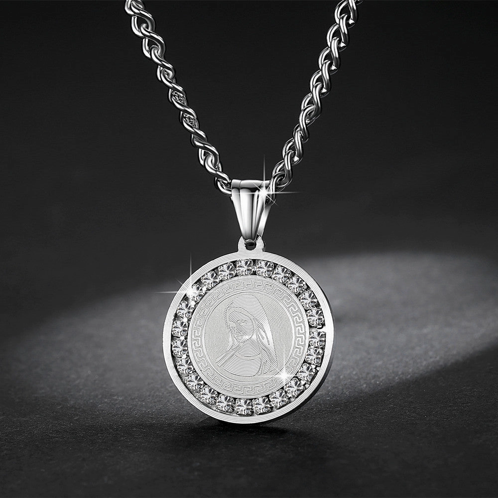 Wholesale Titanium Steel Zircon Virgin Mary Necklaces