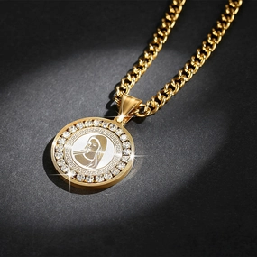 Wholesale Titanium Steel Zircon Virgin Mary Necklaces